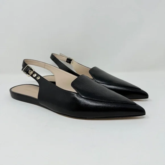 New Stuart Weitzman Ryder Slingback Flat Black Sz 9.5 - Picture 3 of 13